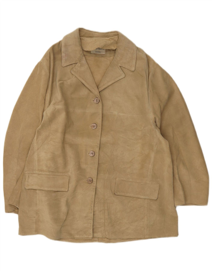 Massimo Rebecchi Dame 4-knaps ruskindsblazerjakke UK 14 Medium Beige