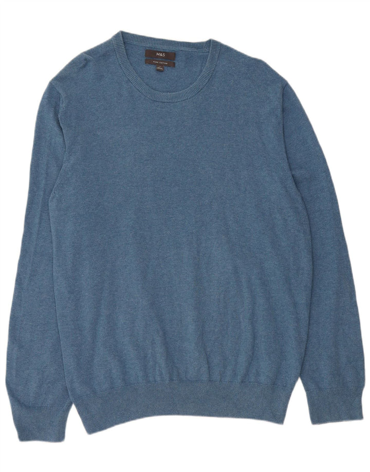 Marks & Spencer Herre sweater med rund hals XL blå bomuld