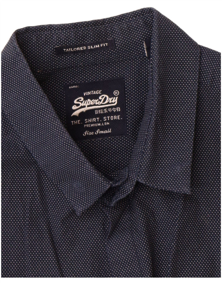 Superdry Skræddersyet Slim Fit-skjorte til mænd, lille marineblå plettet bomuld