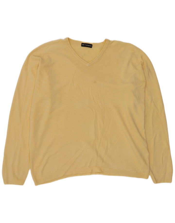 Marks & Spencer Herre Autograf V-hals sweater Stor Gul Akryl