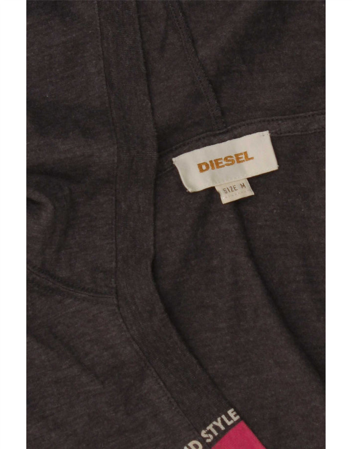 Diesel Dame Hætte Grafisk Top Langærmet UK 12 Medium Grå