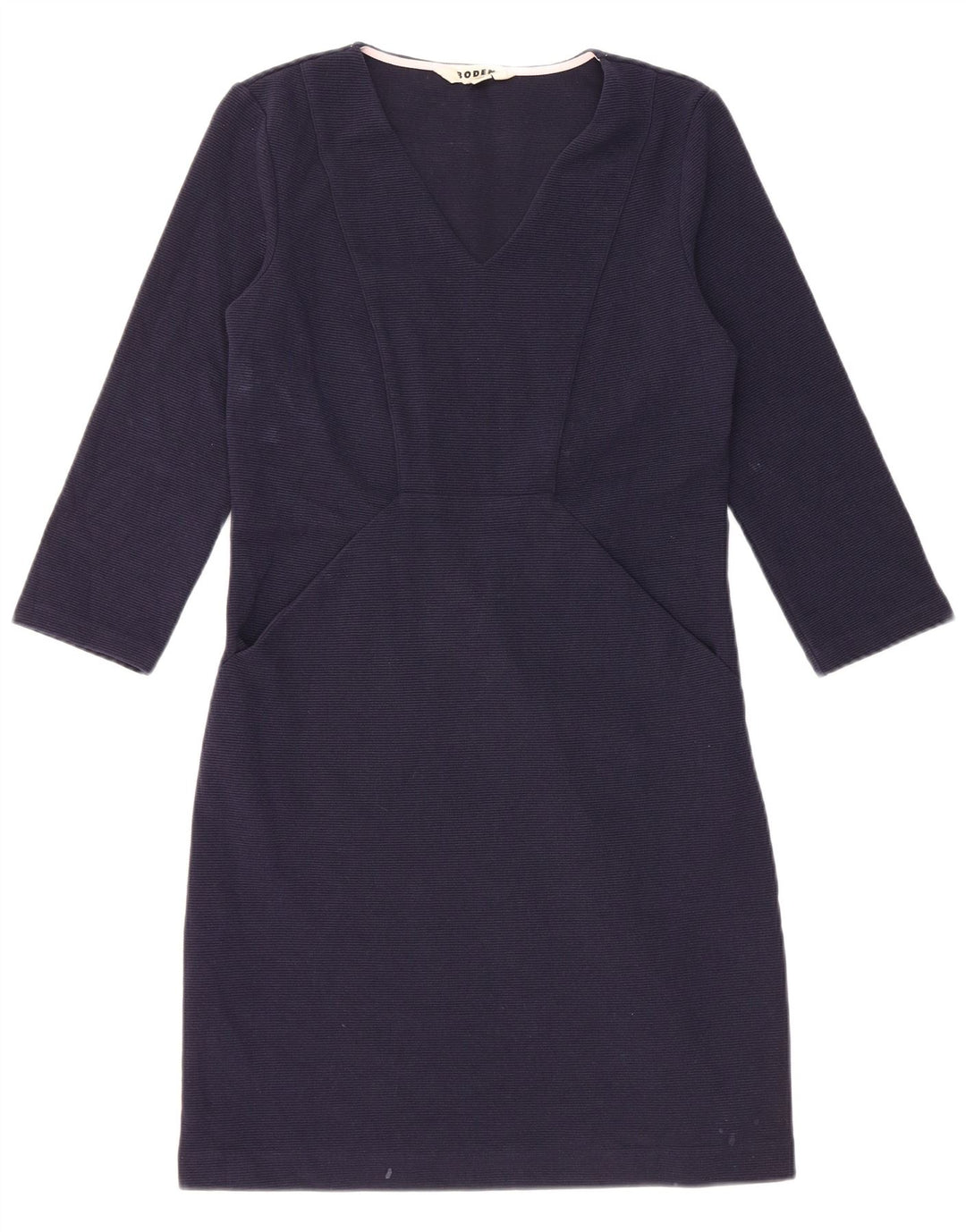 Boden Dame 3/4 Ærmet Skede Kjole UK 10 Small Navy Blue Cotton