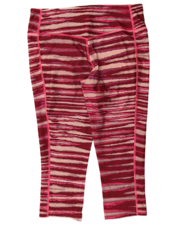 Nike Dame Dri Fit Capri Leggings UK 14 Large Bourgogne stribet
