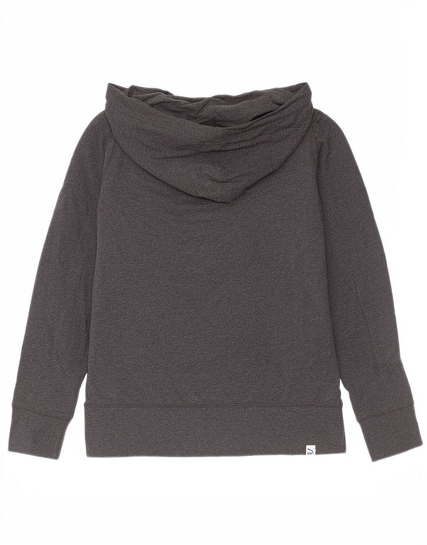 Puma Dame Button Neck Hoodie Jumper UK 10 Small Grey Bomuld