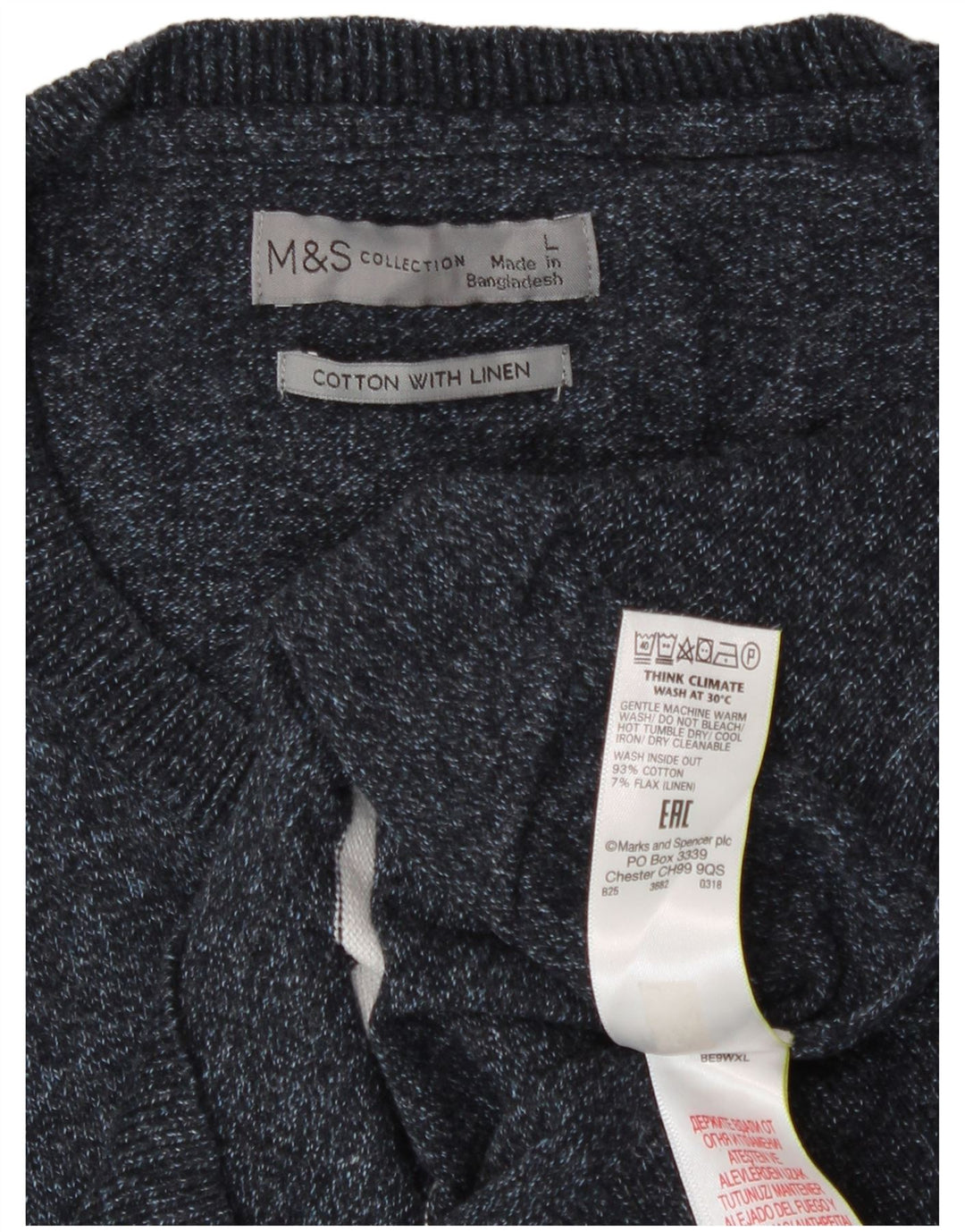 Marks & Spencer Herre sweater med rund hals, stor marineblå stribet