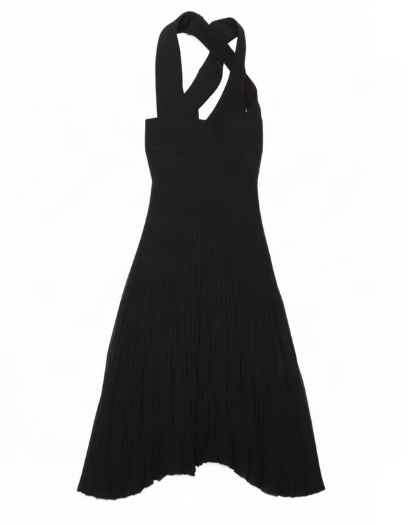 Zara Womens Asymmetrisk Halter Dress UK 12 Medium Black Viscose