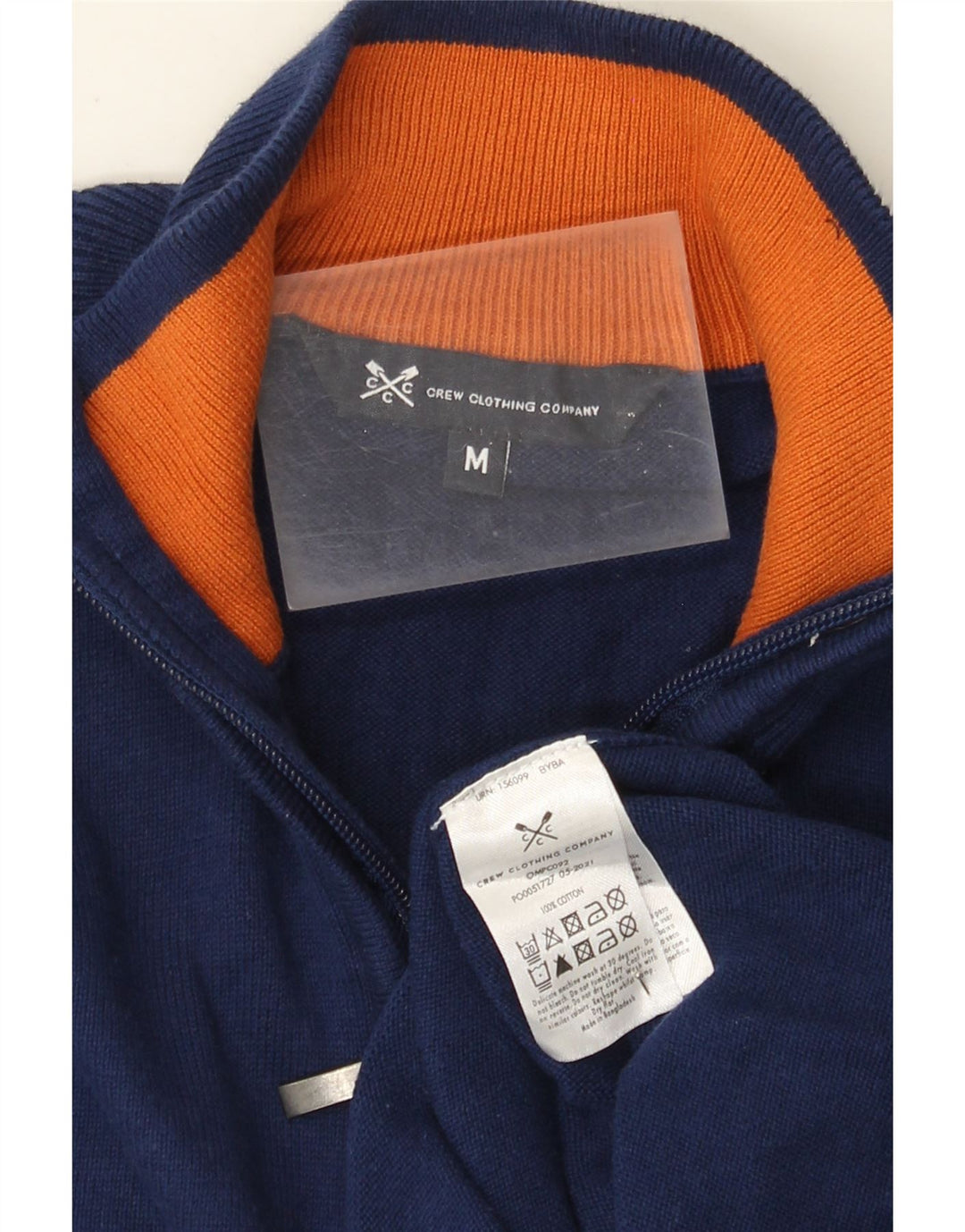 Besætningstøj Herre Zip Neck Jumper Sweater Medium Navyblå Bomuld