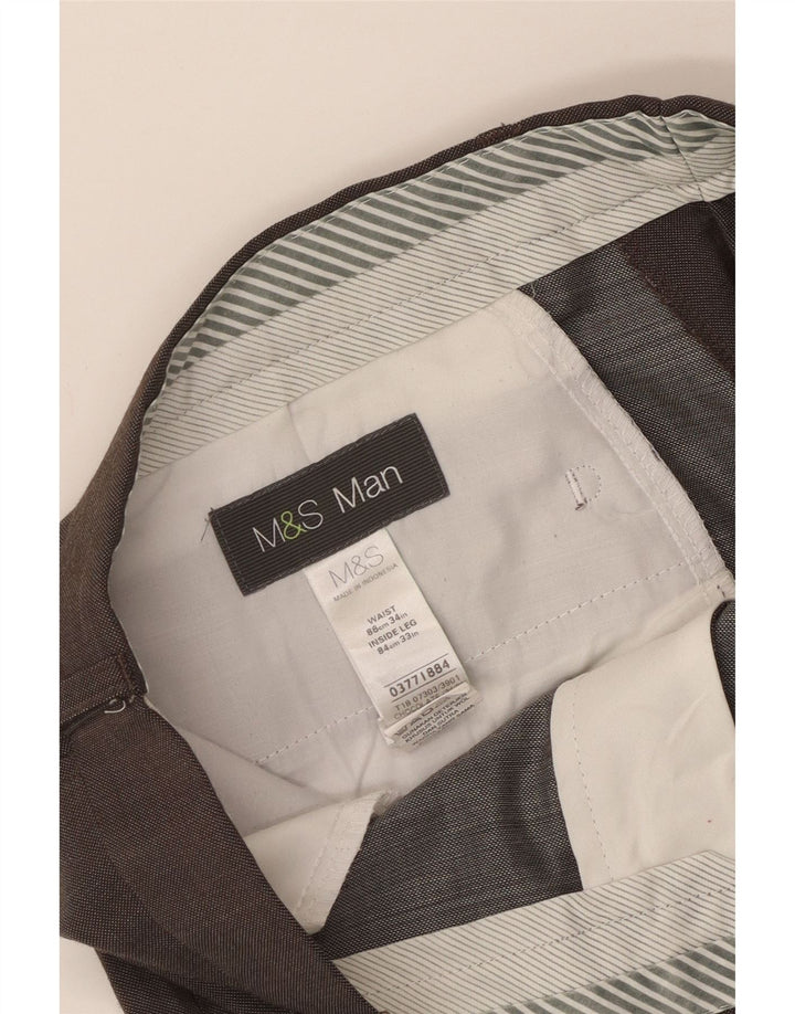 MARKS & SPENCER Lige jakkesæt til mænd W34 L33 Grå polyester