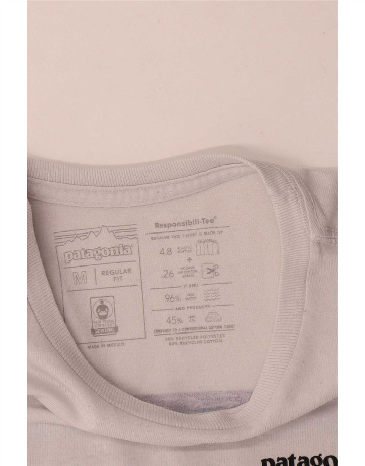Patagonia Herre Regular Fit Grafisk T-shirt Top Medium Hvid Bomuld