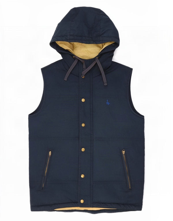 Jack Wills Herre hætte polstret Gilet UK 34 XS marineblå polyester