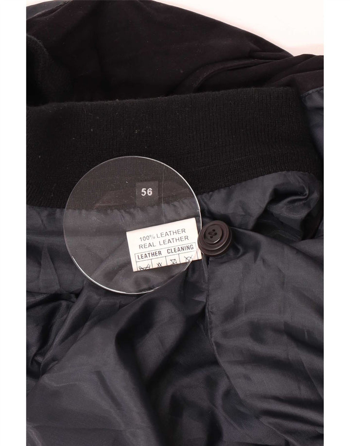 Vintage herre ruskind bomberjakke IT 56 3XL sort læder