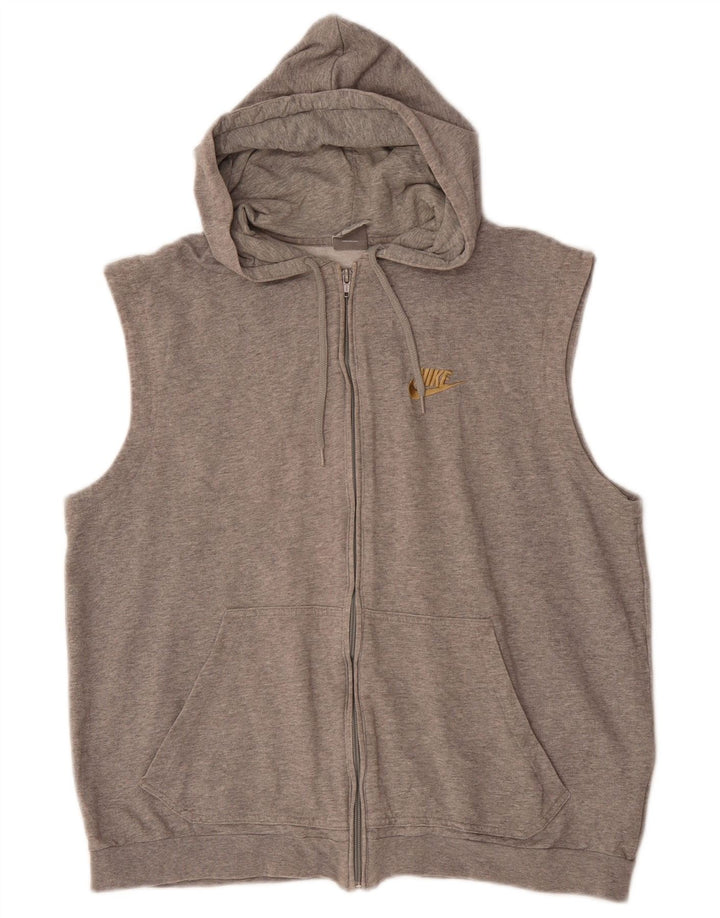 NIKE hættetrøje uden ærmer til mænd til mænd UK 39/41 Mellemgrå bomuld