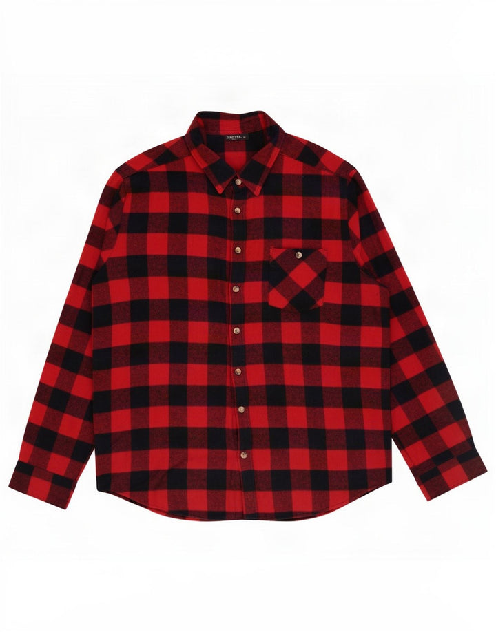 Identisk herre flannel skjorte XL rød Gingham bomuld