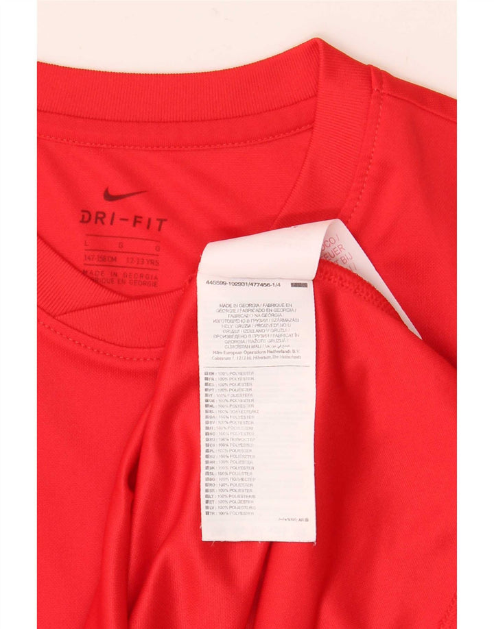 Nike Boys Dri Fit T-Shirt Top 12-13 år Stor Rød Polyester
