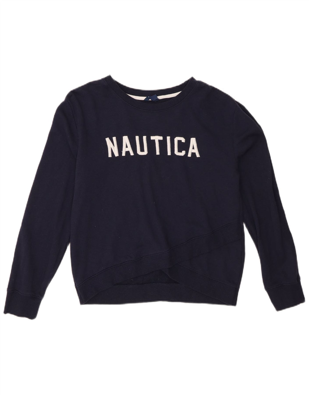 Nautica Womens Grafisk Oversized Sweatshirt Jumper UK 10 Small Navy Blue