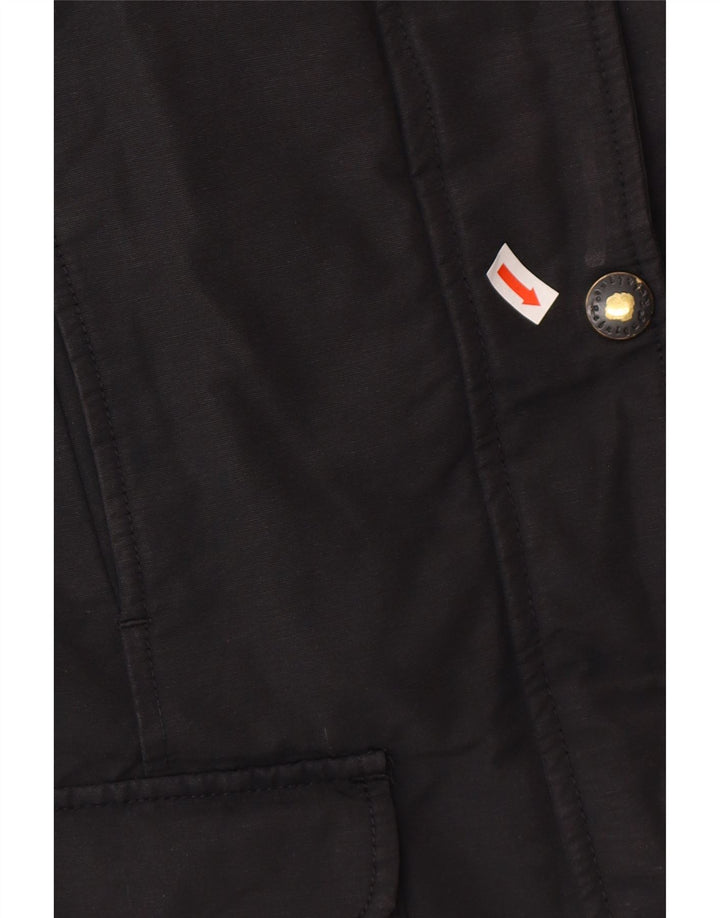 Refrigue Dame Hooded Parka Jacket UK 10 Small Black Bomuld