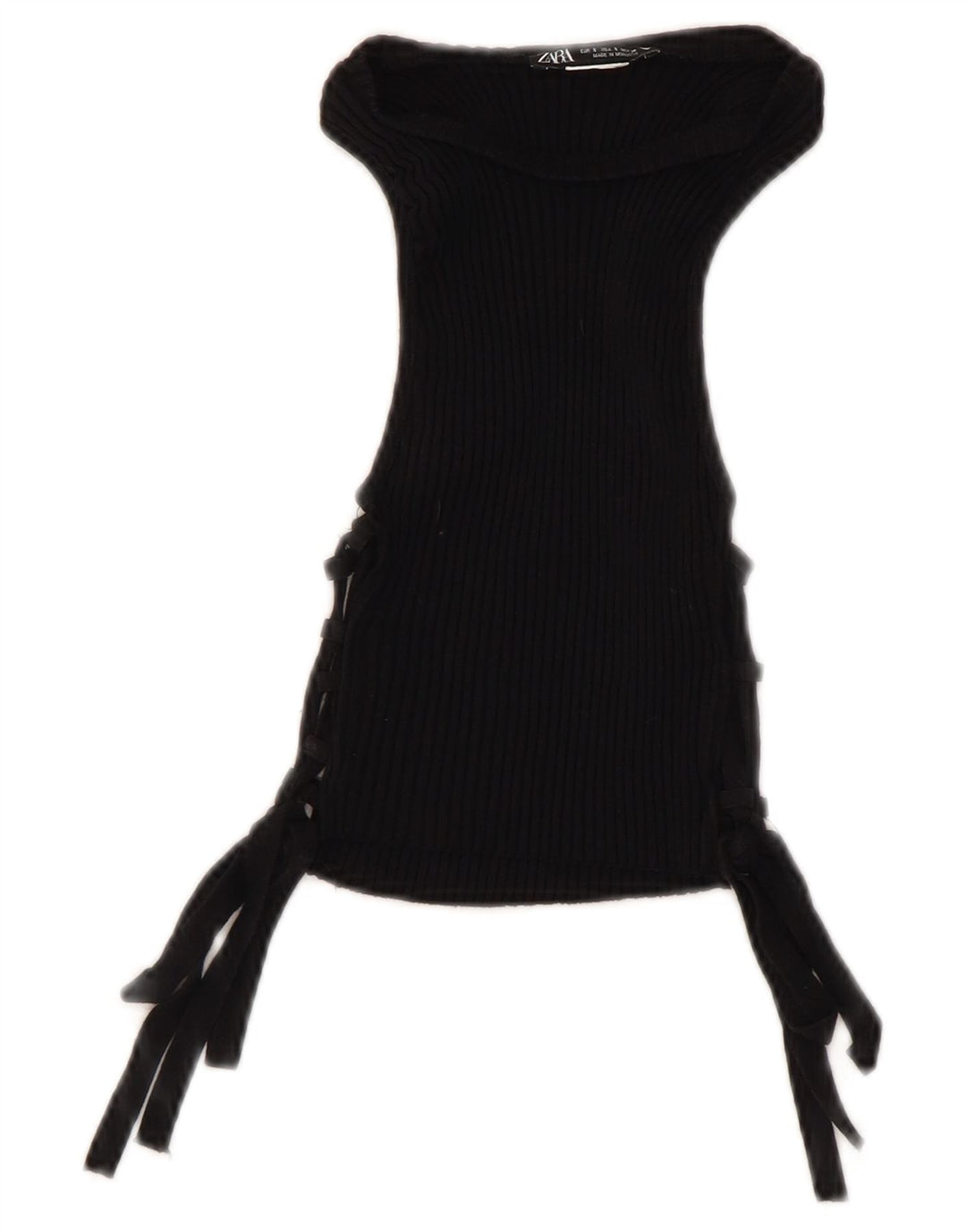 Zara Womens Crop ærmeløs bluse Top UK 8 Small Black