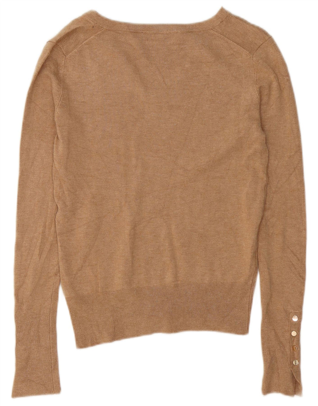 Zara Dame V-hals sweater UK 10 Small Brown Viscose