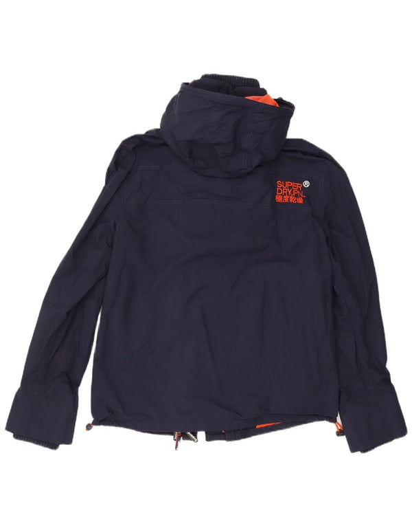 Superdry Windcheater Regnjakke med hætte til mænd UK 44 2XL Navy Blue Nylon