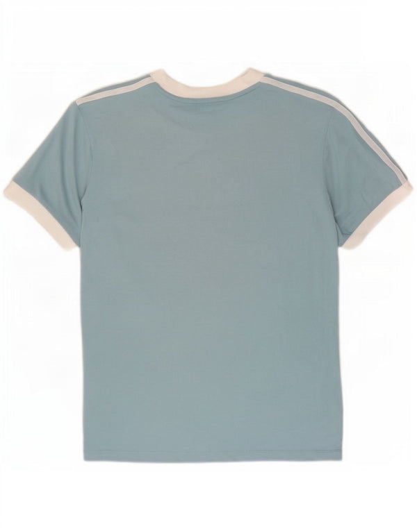 Adidas Dame T-Shirt Top UK 6 XS Blå Colourblock Bomuld