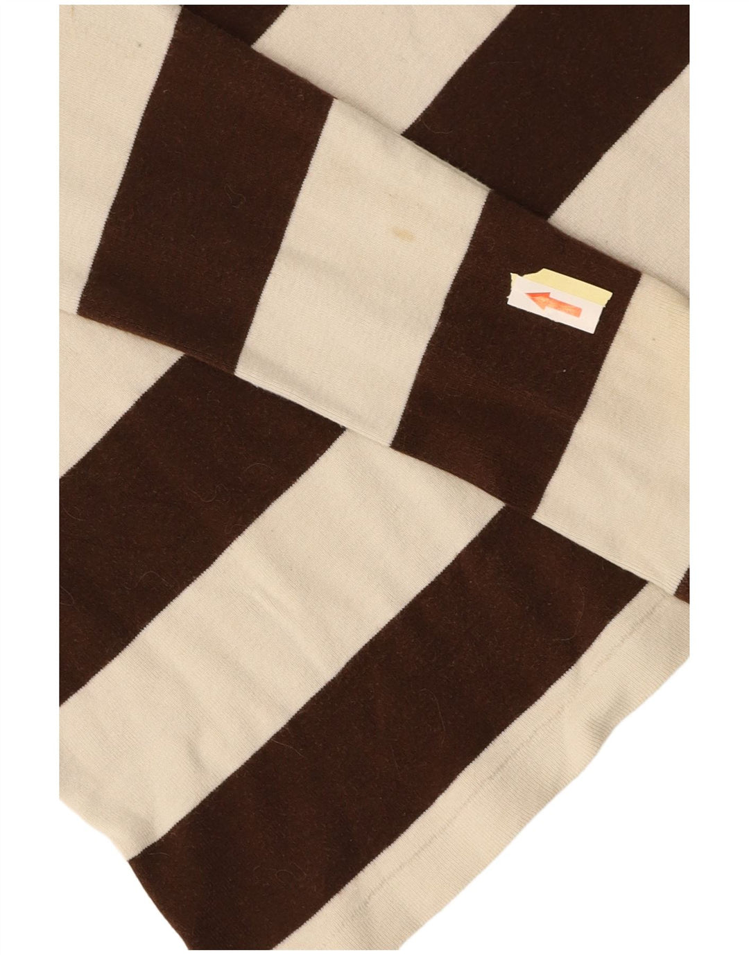 RALPH LAUREN Dame Top Langærmet UK 14 Medium Brun Stribet Bomuld