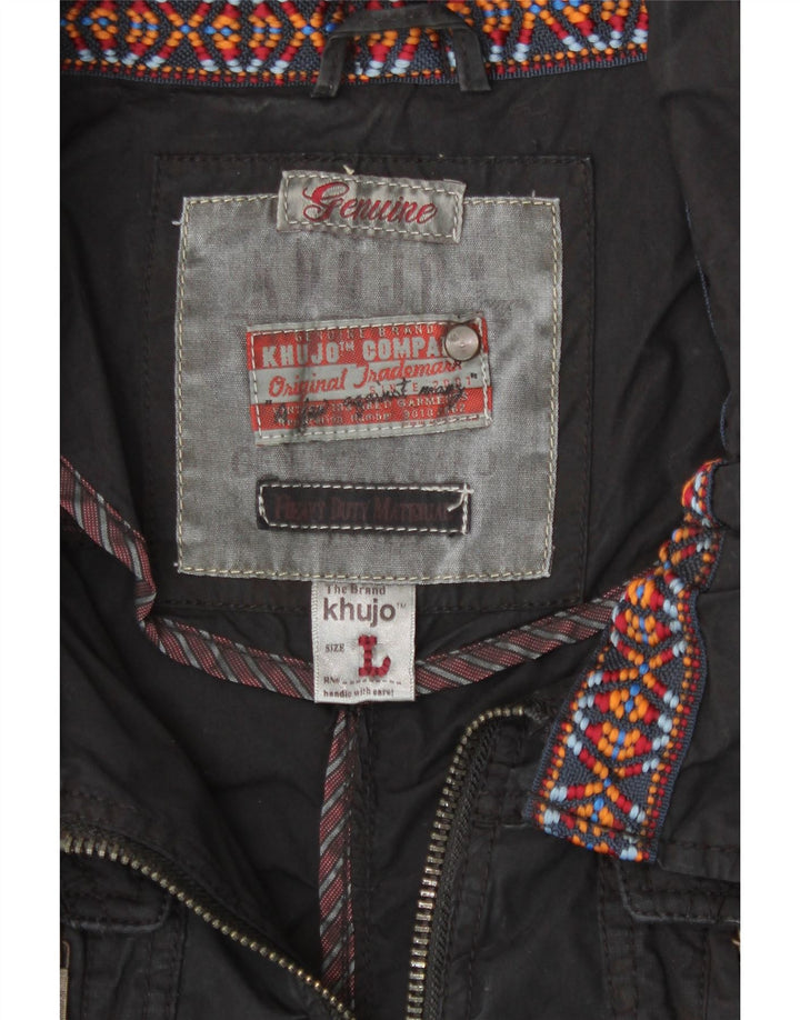 KHUJO Womens Bomber Jacket UK 14 Large Black Cupro Vintage KHUJO and Second-Hand KHUJO from Messina Hembry 