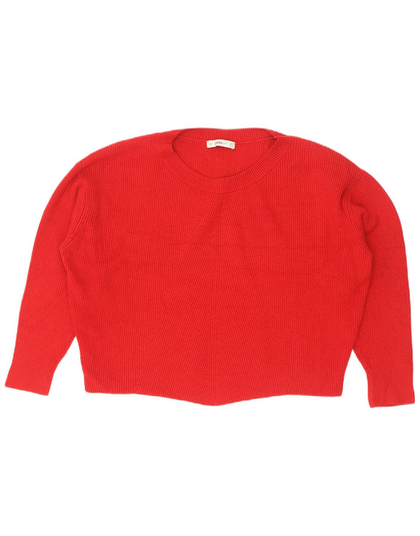 Zara Dame Oversized Crew Neck Jumper Sweater UK 10 Small Red Viscose