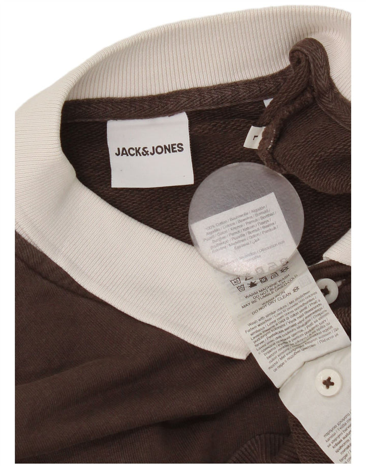 Jack & Jones Herre Polo Neck Sweatshirt Jumper Stor Brun Bomuld
