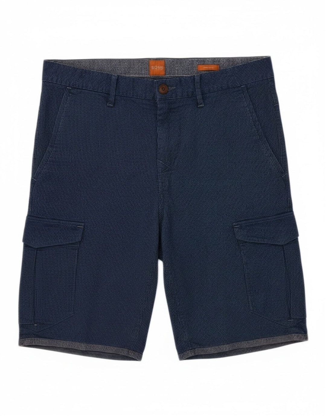 Hugo Boss Herre Cargo Shorts EU 48 Medium W34 Blue Gingham Cotton