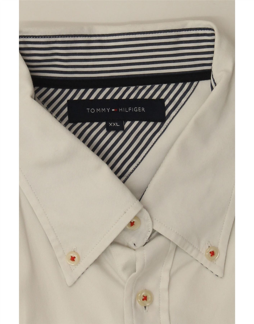 TOMMY HILFIGER Mens Shirt 2XL White Cotton Vintage Tommy Hilfiger and Second-Hand Tommy Hilfiger from Messina Hembry 
