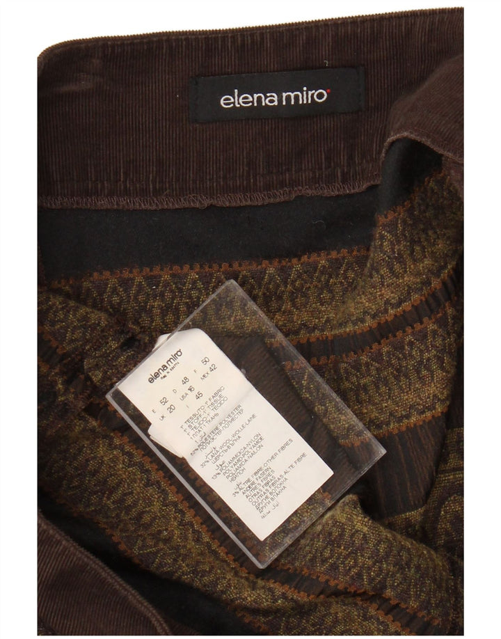 ELENA MIRO A-line nederdel til kvinder UK 20 2XL W38 Brun geometrisk polyester