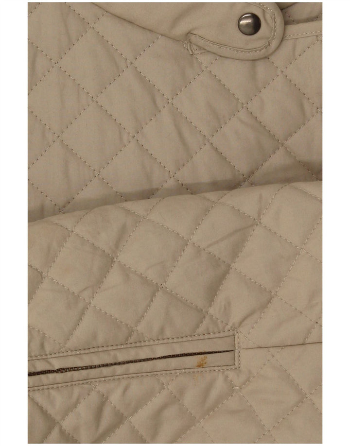 Hobbs Dame Crop Quiltet Jakke UK 16 Stor Beige Bomuld