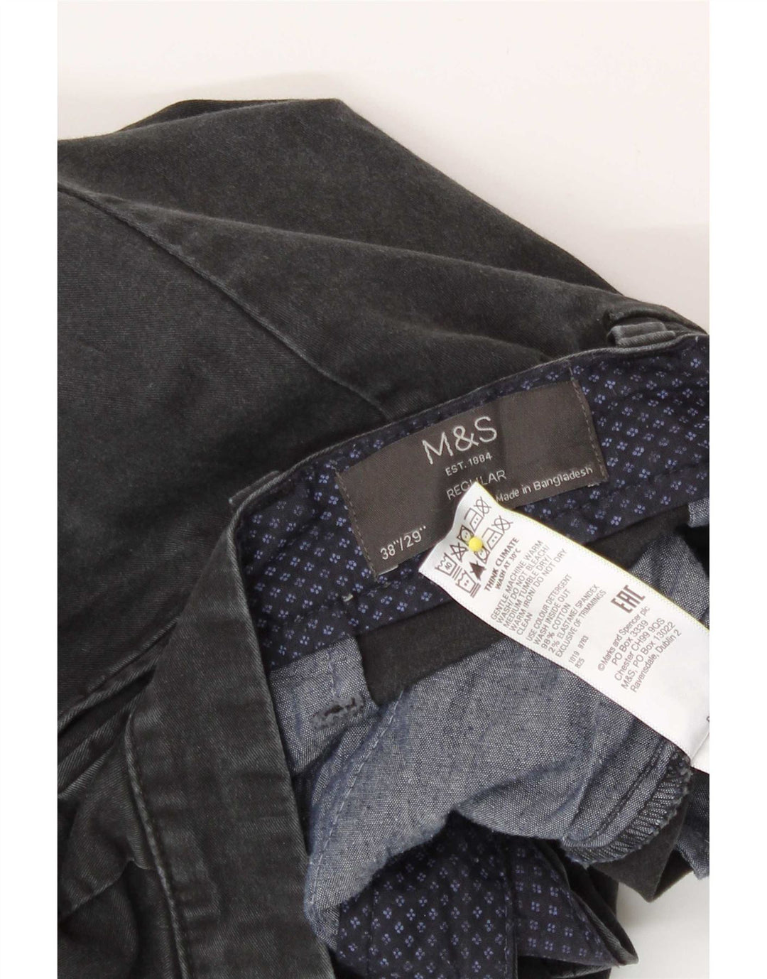 Marks & Spencer Herre Regular Fit Chinobukser W38 L29 Grå Bomuld