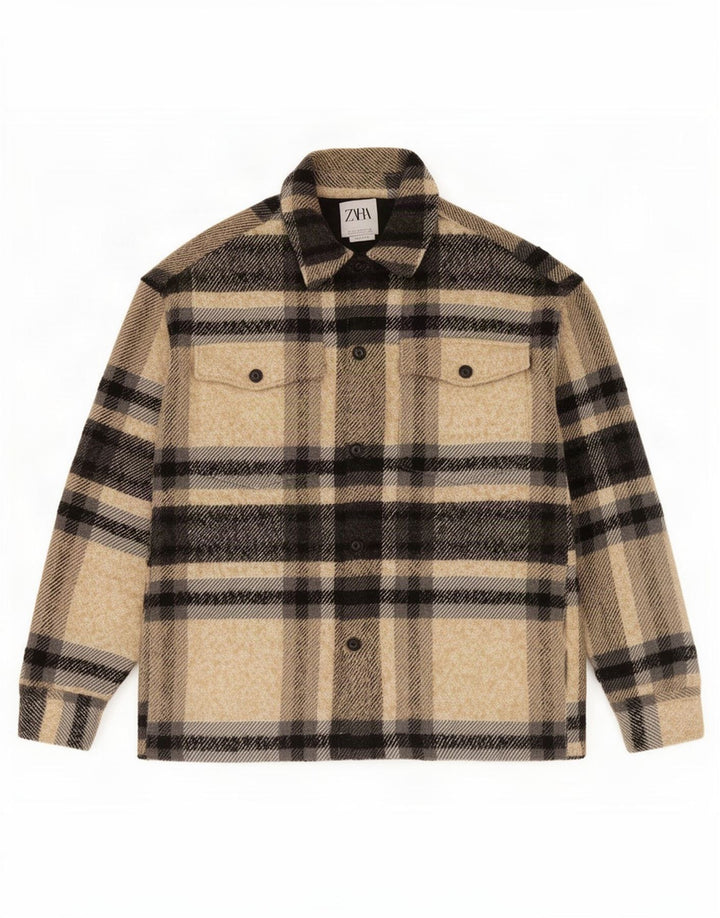 Zara Herre Utility Jacket UK 40 Large Beige Ternet Polyester