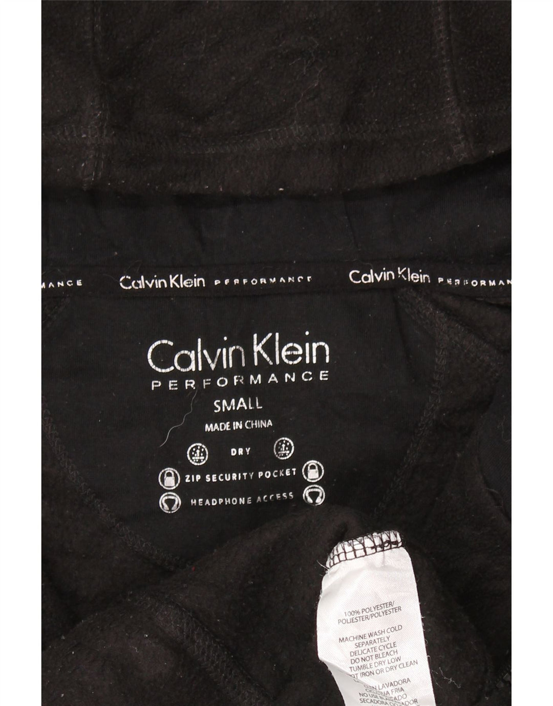 Calvin Klein Dame Grafisk Hættejakke Fleece DK 10 Lille Sort
