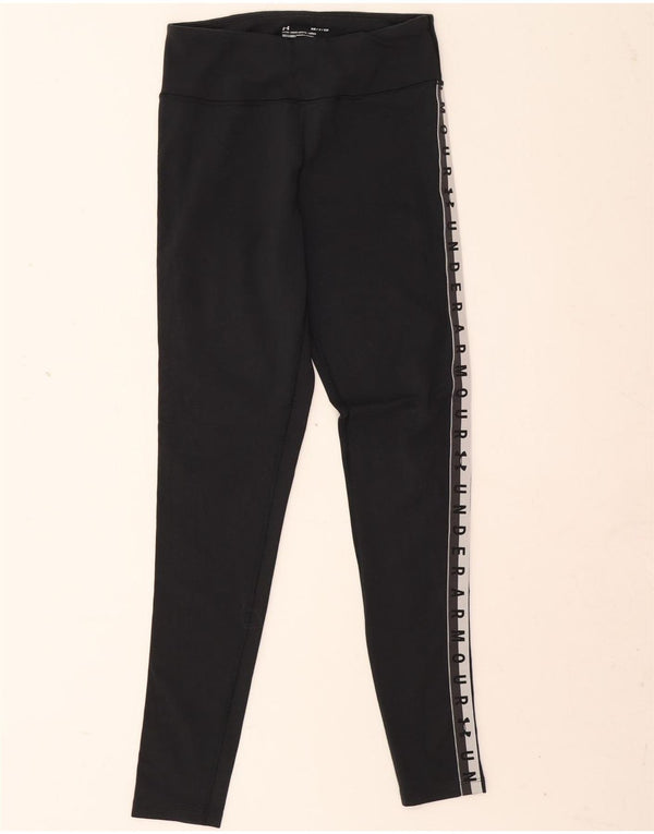 Under Armour Dame Heat Gear Grafiske Leggings UK 8 Small Black Bomuld