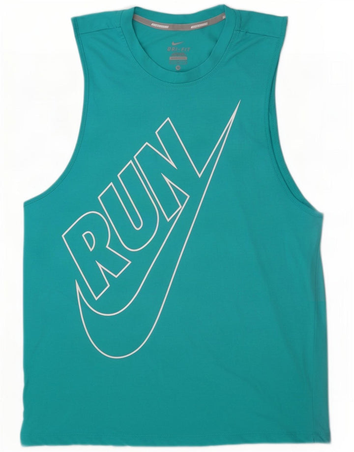 Nike Dame Dri Fit Grafisk Vest Top UK 14 Medium Turkis Colourblock
