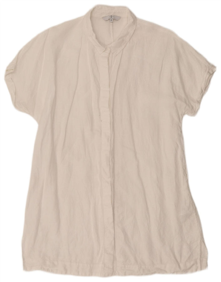 JASPER CONRAN Dame Longline kortærmet skjortebluse UK 16 Large White