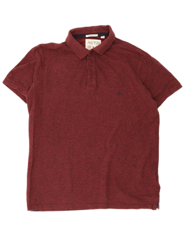 Jack Wills Herre Classic Fit Polo Shirt Large Bourgogne Flecked Bomuld