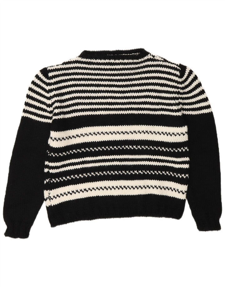 Vintage Dame Turtle Neck Jumper Sweater UK 14 Medium Sort Stribet