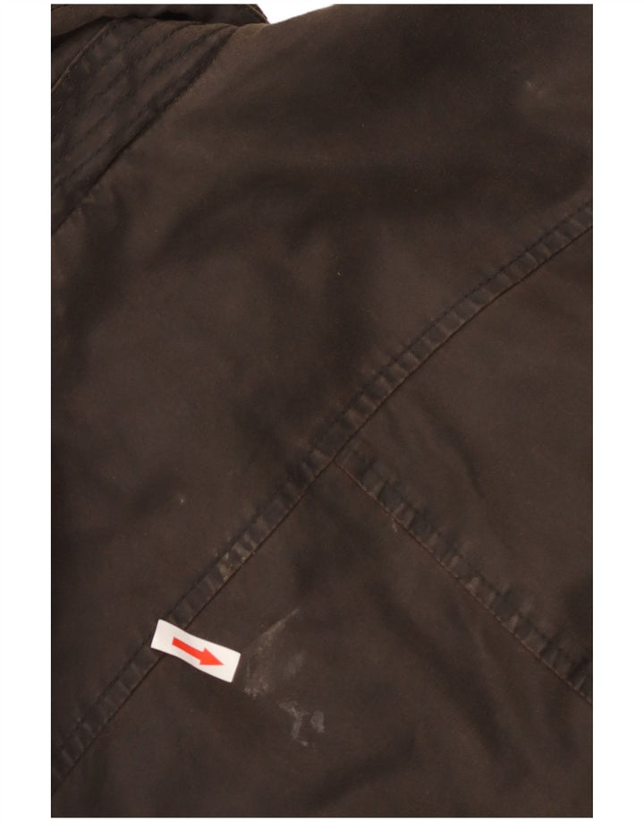 Fat Face Dame Militær Hætte Vokset Jakke UK 10 Lille Brun