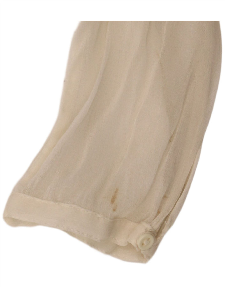 Zara Dame Oversized se Gennem Langærmet Bluse Top UK 10 Small Beige