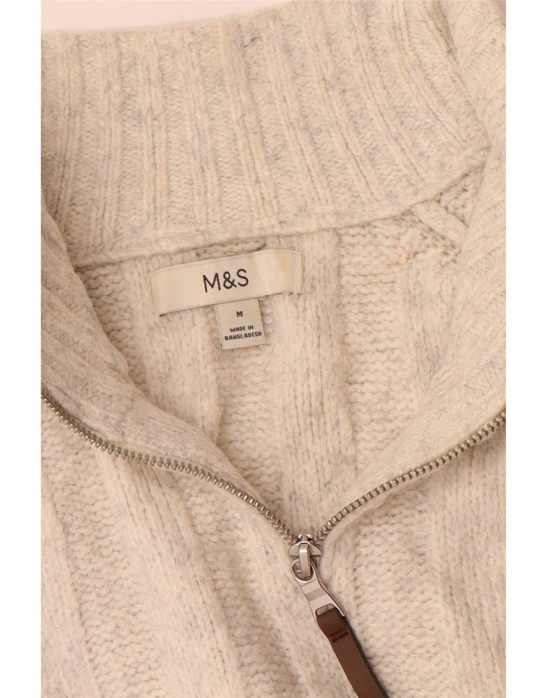 Marks & Spencer Herre sweater med lynlåshals Medium Off White Akryl