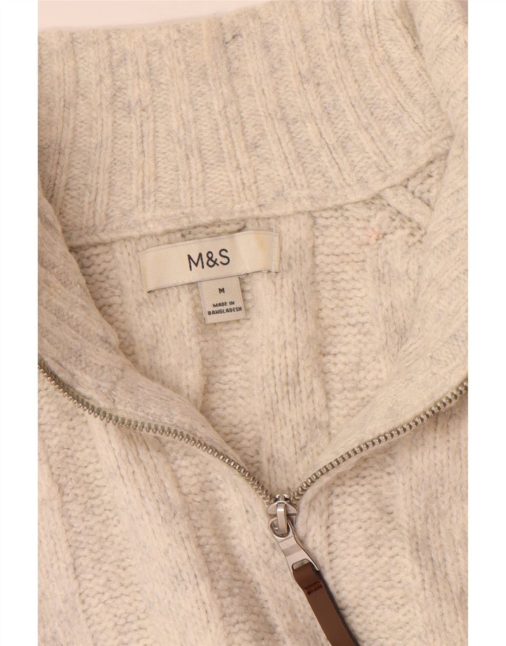 Marks & Spencer Herre sweater med lynlåshals Medium Off White Akryl