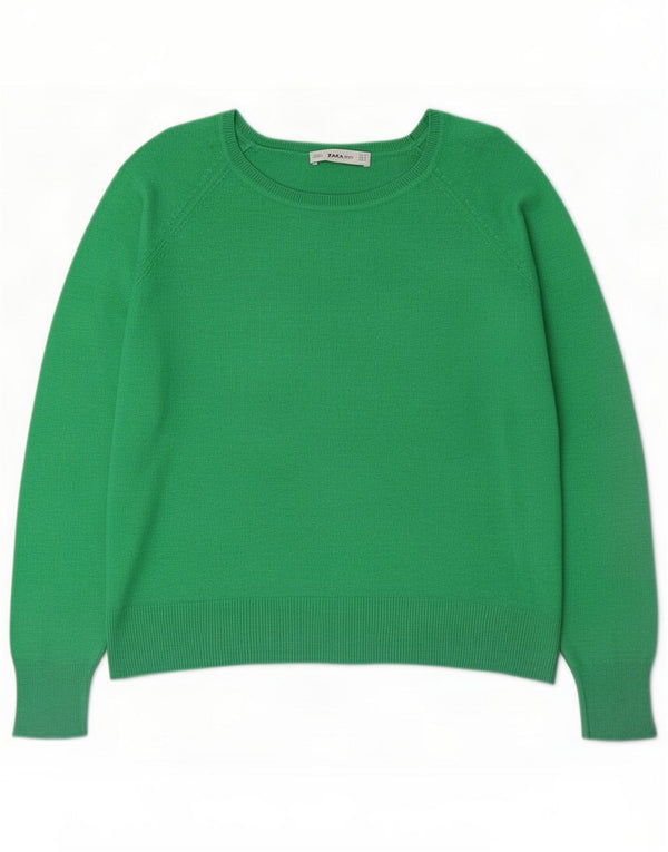 Zara Dame Boat Neck Jumper Sweater UK 14 Medium Green Viscose