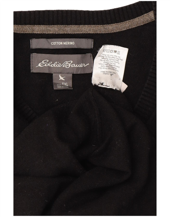 Eddie Bauer Herre V-hals sweater XL sort bomuld