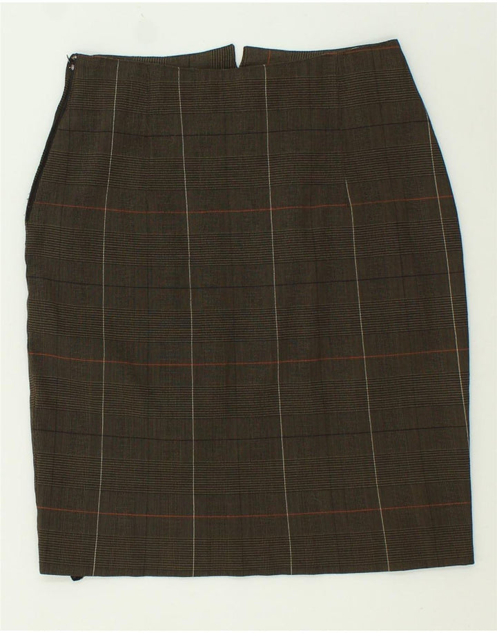 VINTAGE Womens Pencil Skirt IT 42 Medium W26 Khaki Check Vintage Vintage and Second-Hand Vintage from Messina Hembry 