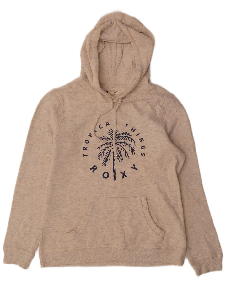 ROXY Grafisk hættetrøjetrøje til kvinder UK 16 Large Beige Flecked Polyester