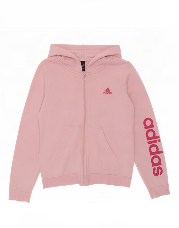Adidas Girls Graphic Zip Hoodie Sweater 11-12 Years Pink
