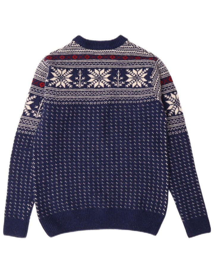 GANT Herre sweater med rund hals, lille marineblå Fair Isle Wool
